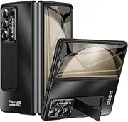 [GUAGUA] for Samsung Galaxy Z Fold 5 Case, [Full Cover Hinge Protection] [Kickstand] Luxury Hard PC Shockproof Phone Cover with Camera Lens Protector for Galaxy Z Fold 5 (2023), Black