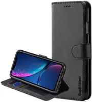 For Apple iPhone XR Case, SupRShield Wallet Leather Flip Magnetic Stand Case Cover For Apple (Black)