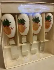 STAINLESS STEEL 4” PINEAPPLE, Butter-Dip-Pate Or Cheese Spreaders New Set of 4