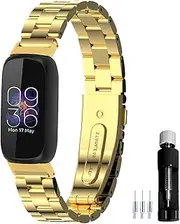 Gheper Metal Watchband Compatible with Fitbit inspire 3 Stainless Steel Wrist Strap Bracelet Replacement for inspire3 Smartwatch Accessory for Women Men
