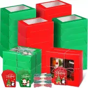 50 Pcs Christmas Cookie Boxes with Window 6x6x3 Inch Christmas Cookie Tins Ba
