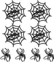 Cabilock 8 Pcs Halloween Napkin Buckle Napkin Ring Holders Halloween Napkin Rings Black Napkin Rings Black Spider Napkin Ring Spooky Napkin Dining Table Decorative Ring Alloy