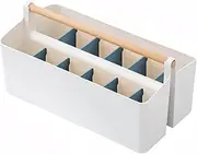 KAIGITE Large Portable Plastic Caddy with Handle, Adjustable Dividers Basket Storage Organizer Bin for Makeup, Art Supplies, Crafts, Stationery (Large Size)