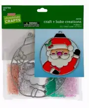 Xmas Stained Glass Ornament Suncatcher Kit SANTA Bake Makit & Bakit Crystals New