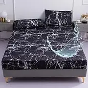 Pure Black Waterproof Fitted Sheet Home Bed Cover Summer Spring Winter Mattress Covers with Elastic (no pillowcase),9,200x200x25cm