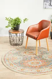Abode Rug Culture Blue Multi Vintage Look Aztec Round Rug