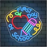 Sign Lamp First Day of School Neon Sign Dimmable Creative Colorful LED Lights for Wall Decor Classroom 32cmх33cm