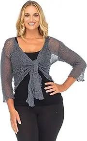 Back from Bali Womens Plus Size Shrug Bolero Sheer Cardigan Arm Cover 2X 3X 4X Lightweight