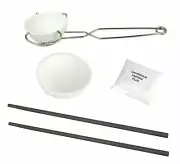 Large Ceramic Metal Melting Crucibles Set Flux Graphite Stir Rods Whip Tongs