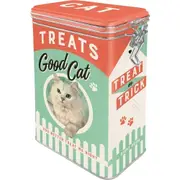 Nostalgic Art 17.5cm/1.3L Clip Top Tin Container Storage Organiser Cat Treats