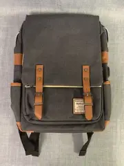 Laptop Backpack Bookbag with USB Charging Port, 15.6" Computer - Black, New