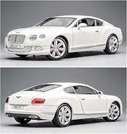 Scale Finished Model Car 1:24 Scale for Bentley Continental GT Alloy Car Model Simulation Miniature Diecasts Vehicle Ornaments Die-cast Vehicle(White)