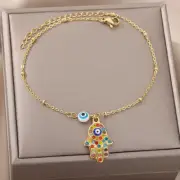 Hamsa Hand Eye Luck Anklet Stainless Steel Anklet