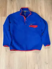 Patagonia Men's Synchilla Snap-T Fleece Pullover Sweater Blue/Red Size L NWT