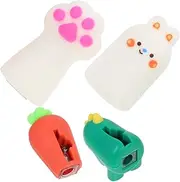 TEHAUX 4pcs Animal Shape Pencil Sharpener Manual Boys and Girls Cartoon Pen Sharpeners Soft Rubber for School Supplies