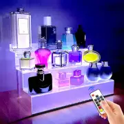 12 in Clear Acrylic Display Riser Shelf with LED Light,3 Tier Display Step Shelv
