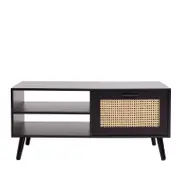 Casa Decor Tulum Rattan Coffee Table with Storage Drawer Black