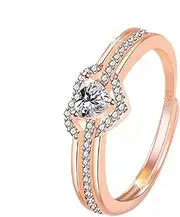[Generic] Heart Stone Ring, Adjustable Heart Rings with Cubic Zirconia, Statement Ring, Mother Daughter Rings, Open Finger Rings for Women