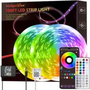LED Strip Lights 100ft 2rolls, RGB Color Changing Smart Strip Lights by APP, ...