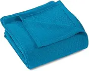 SUPERIOR Cotton Waffle Throw Blanket, Lightweight Breathable Bedding, for Travel, Dorm, Apartment, or Home, Machine Washable, Ultra Soft and Cozy, All-Season Covering, Throw, Azure
