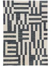 [LOOPSIE] Emmen Geometric Lines Washable Rug in Two Tone