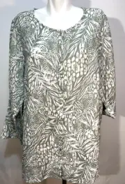 Women 3X Linen Tunic Blouse Top Shirt Grey White Christian Siriano New NWT