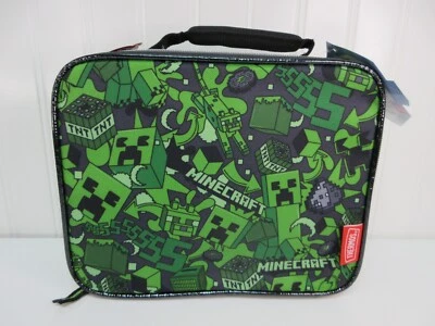 Thermos Minecraft Kids Insulated Reusable Single Compartment Lunch Bag Green New
