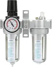 Air Pressure Compressor Regulator Filter Lubricator Oil Water Regulator with Gauge(3/8")