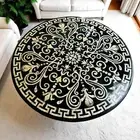 30" Black Marble Inlay Table, Marble Inlay Top Coffee Kitchen Table Top Home Dec
