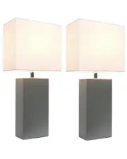 Lalia Home Set of 2 Leather Table Lamps