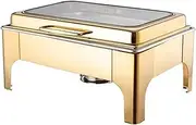 Long Chafing Dishes with Window Gold Chafers Roll Top Buffet Chafing Food Warmers for Wedding,Parties,Banquet (Gold Oblong Chafer)