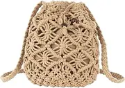 [MEGAUK] Women Mini Straw Crossbody Purse Vacation Style Woven Tote Bag Summer Beach Handmade Shoulder Bag For Ladies