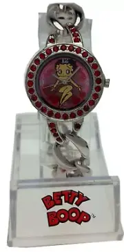 Betty Boop Vintage Watch Round Red Rhinestone Bezel Case Pink Dial New in Box