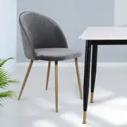 1 Set of 2 Levede Velvet Dining Chairs - Grey