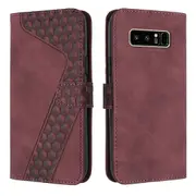 Note 8 Case PU Leather Flip Cover Magnetic Clasp Design Wallet Card Slots Stand Case - Red