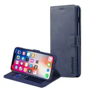 For Apple iPhone X/XS Case, SupRShield Wallet Leather Flip Magnetic Stand Case Cover For Apple (Navy Blue)