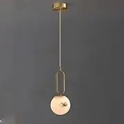 Nordic Modern Pendant Light Open Marble Pendant Lamp 5.9in Spherical G9(Gold)