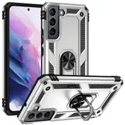 For Samsung Galaxy S22+ Plus 5G Case, Shielding Cover, Ring Holder, Silver