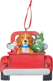 Kurt Adler Beagle Dog in Back of Truck Hanging Ornament 5 in. High,