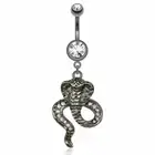 Gunmetal Cobra CZ Dangle Surgical Steel Belly Button Navel Rings Naval Piercing