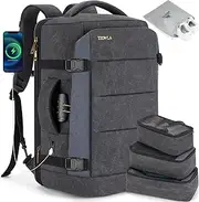 [Tzowla] Travel Laptop Backpack for Men Women Carry on Flight Approved, 40L Large Capacity Water Resistant Anti Theft Backpacks with USB Port,Business Causal Daypack Bag Fit 17.3"Computer/Notebook