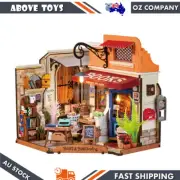 Rolife Corner Bookstore With LED Light Dollhouse DIY Miniature House Model Kit