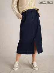 White Stuff Blue Allie Denim Midi Skirt (AY8177) | $150