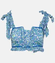 [Poupette St Barth] Poupette St Barth Ariane floral crop top AU 10 blue