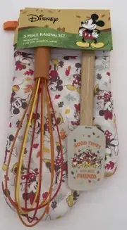 Disney Mickey Mouse Autumn/Fall 3 Piece Kitchen Set Oven Mitt Spatula Whisk
