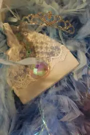 Princess Rhinestone TIARA Feather BOA Suncatcher CRYSTAL PRISM GIRL GIFT BOX