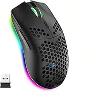 Mengshen Wireless Gaming Mouse Honeycomb, RGB Game Mice with Lightweight Shell High Precision Optical Sensor Adjustable 3200 DPI Ergonomic for Windows PC & Laptop Gamers (Black)