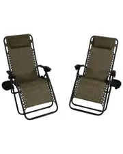 Sunnydaze Oversized Zero Gravity Chair and Cup Holder NoSize Brown