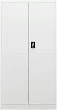 EVURU Metal Storage Cabinet, Steel File Cabinet with Lockable Doors and Shelves, Lockable Garage Tool Cabinet Filing Cabinet for Home Office, Garage, White 90x40x180 cm Steel