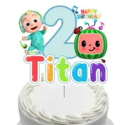 Cocomelon Cake Topper.. Lolly Bag Party Supplies Bunting Flag Personalised Deci